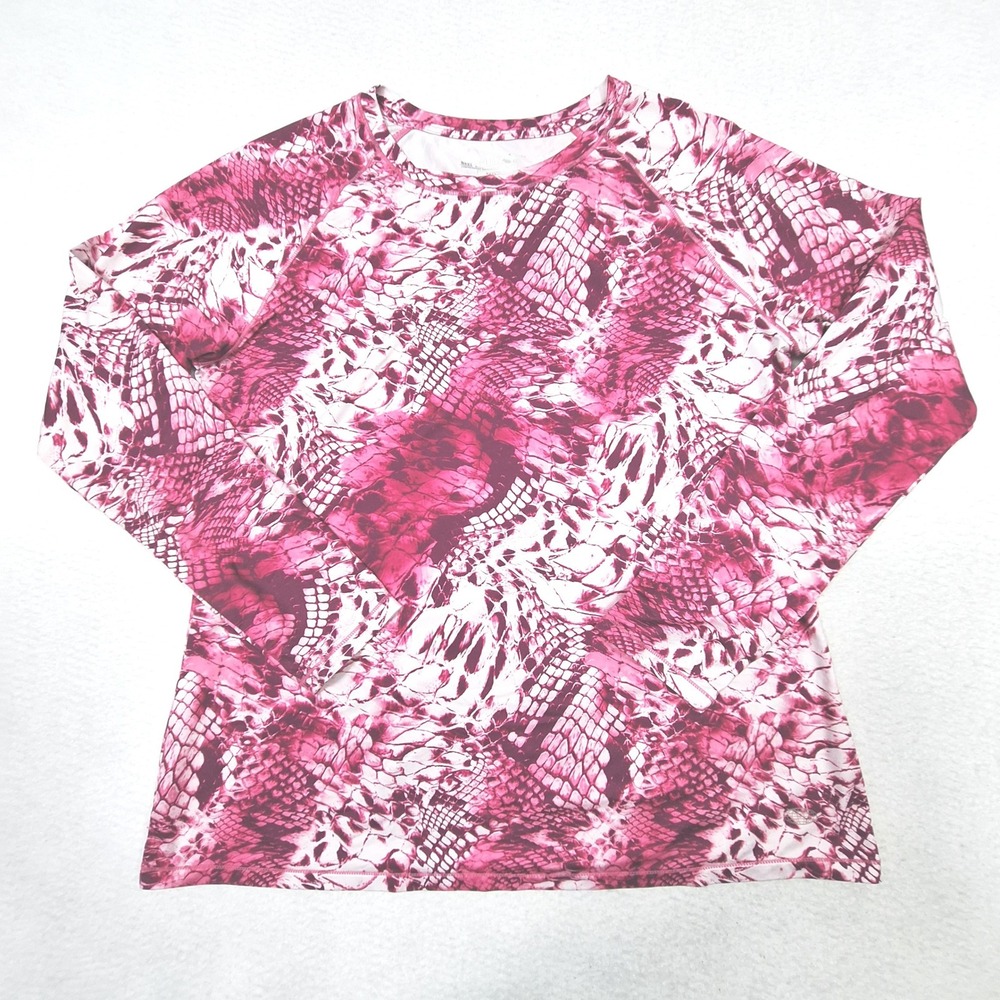 Reel Legends Performance Top Womens Large Pink Snakeskin Reel-Tec Rash Guard